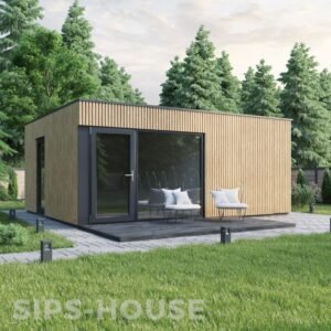 25 sqm insulated Garden room with Nordic Thermowood exterior cladding SIPS-HOUSE POPPY
