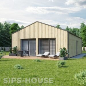80 m² OLIVE SIPS house featuring natural pine exterior Prefab SIPS-HOUSE