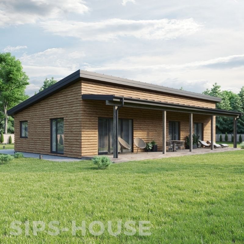 112m² LEMON SIPs house kit with Thermowood cladding
