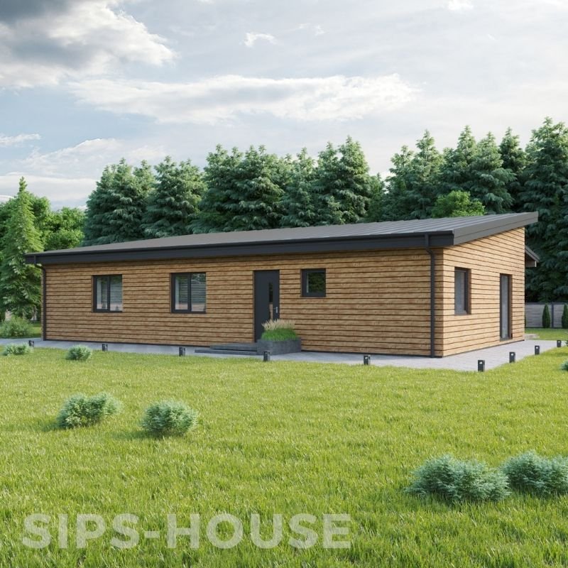 LEMON prefabricated SIPs house kit with Thermowood exterior cladding