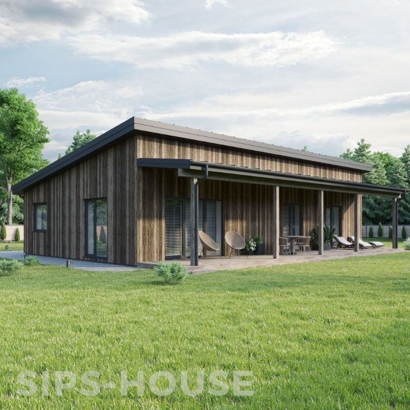 LEMON 4-bedroom SIPs house structural kit with larch exterior