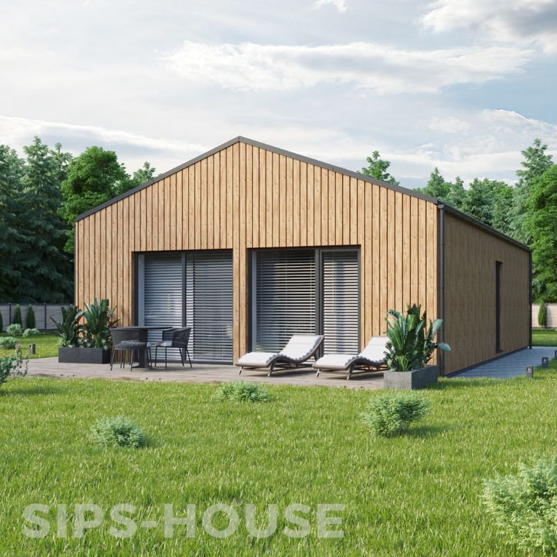 80 m² OLIVE prefab SIPS house kit finished in Nordic Thermowood