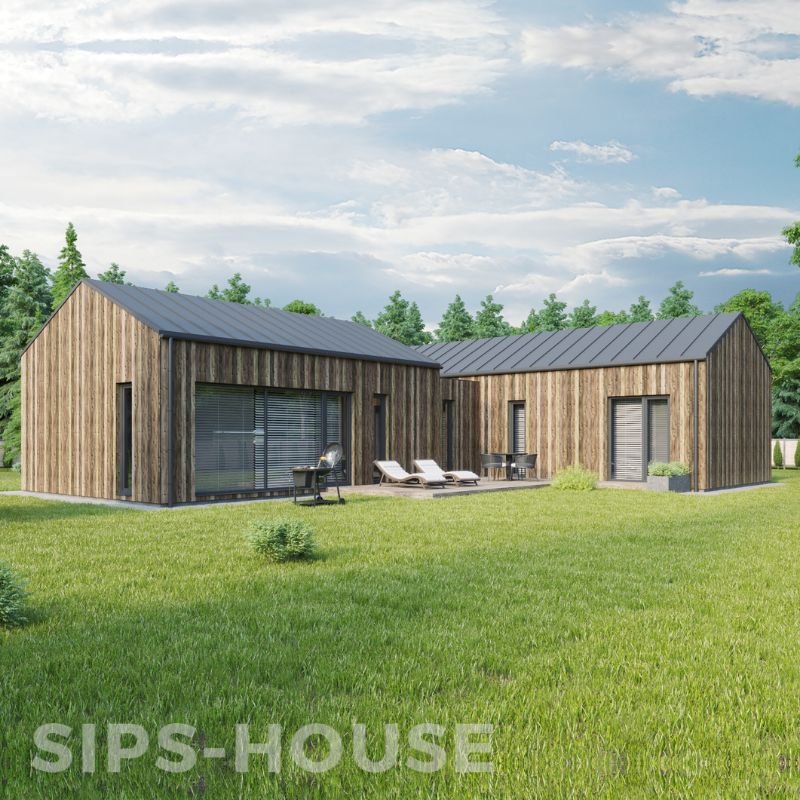 PEAR SIPS House Kit with full natural larch exterior cladding