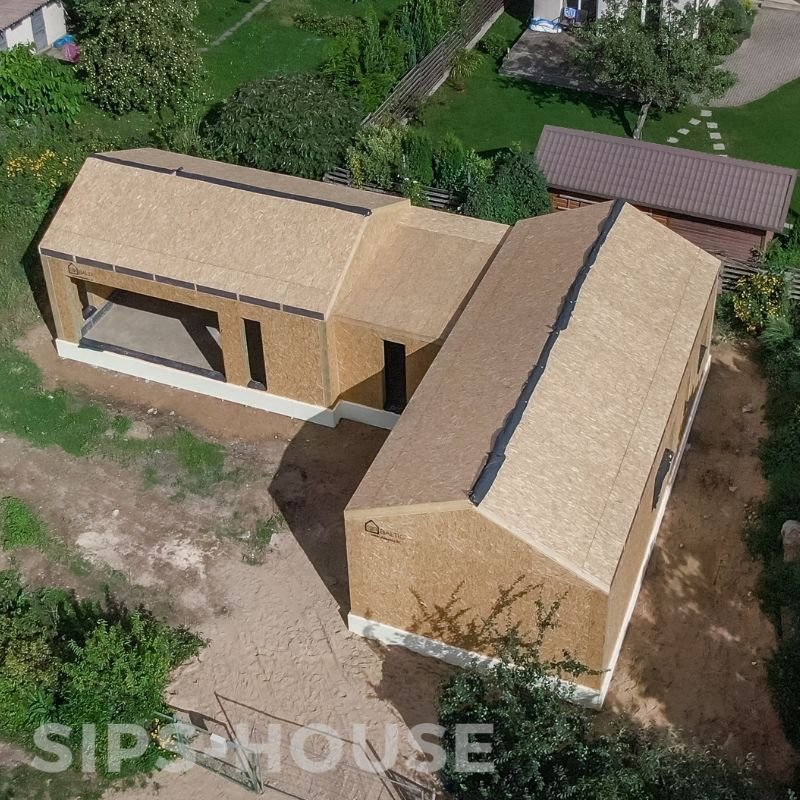 PRODUCT: PEAR SIPS House Kit showing the structural SIP panels of the house REAL PHOTO