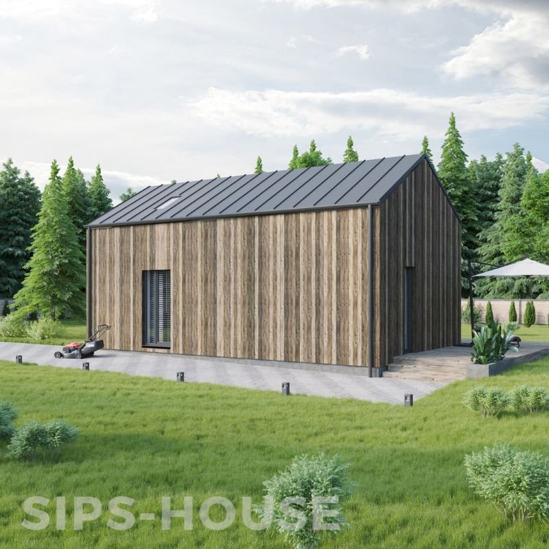 EU-made SIPS home kit featuring natural larch façade