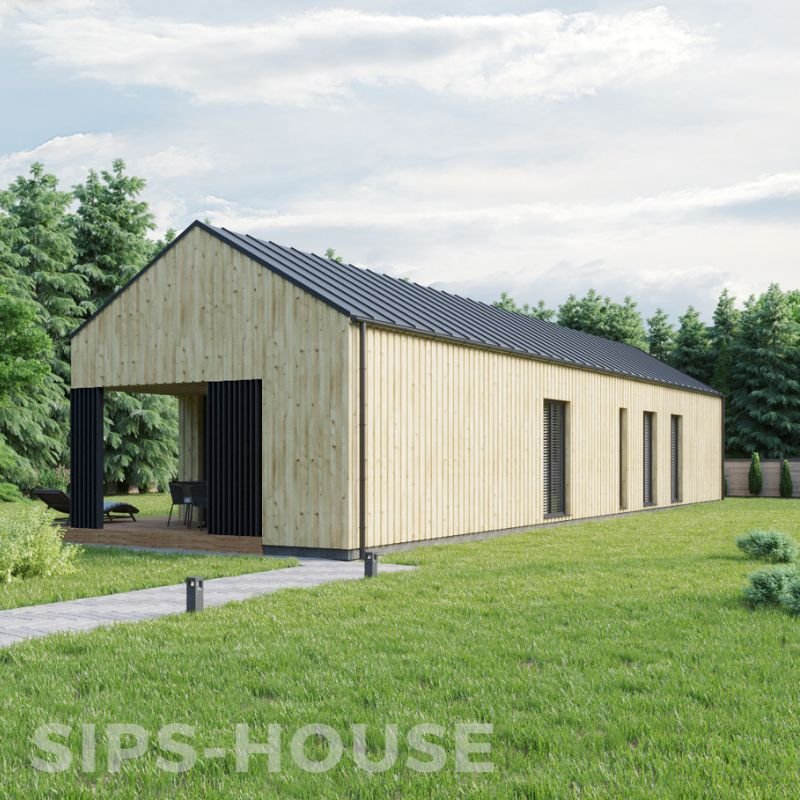 84m2 SIPS house with natural pine exterior cladding SIPS KIT FULL EXTERIOR DIY