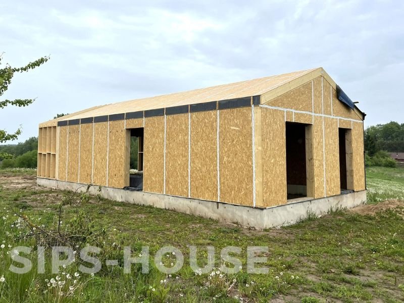 80 m² SIPS house structural shell with SIP wall and roof panels