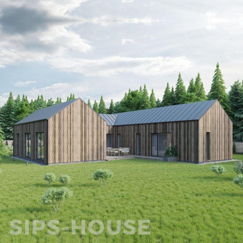 PRODUCT PHOTO: SIPS house finished with natural larch exterior timber GRAPE