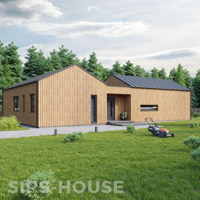 PEAR House Kit finished with natural Thermowood cladding SIP HOMES