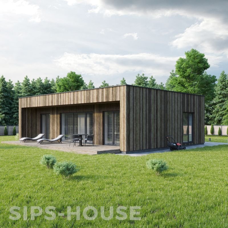 SIPS house kit featuring natural larch cladding and a contemporary exterior MANGO