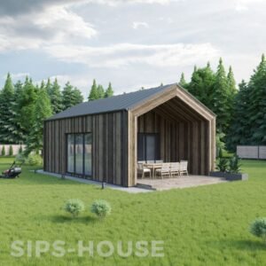 SIP garden sauna with natural larch wood cladding full exterior product COCONUT