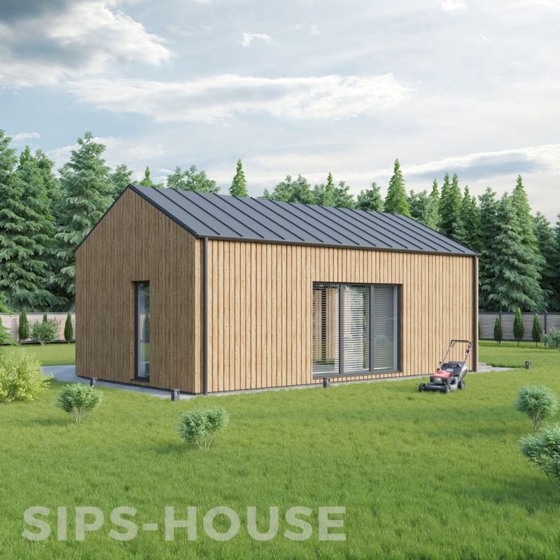 SIPS Thermowood sauna house with a large covered terrace sips-house.com