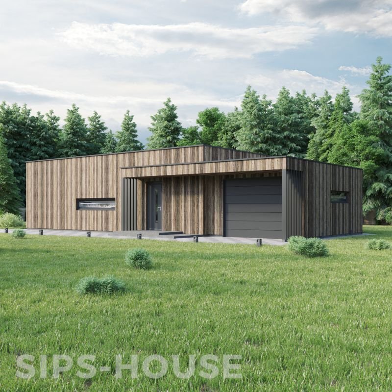 SIPS house kit finished with natural larch exterior cladding product MANGO