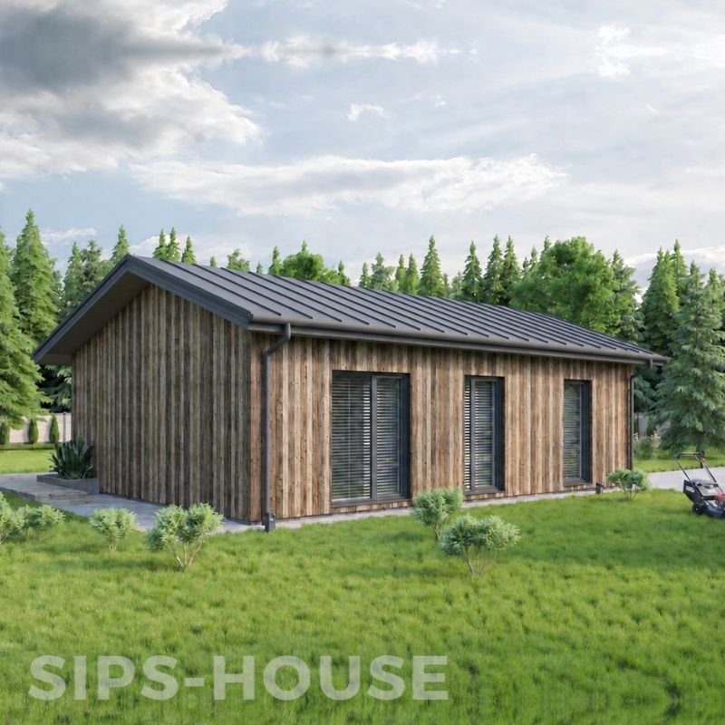 Prefab SIPS house with natural larch exterior finish