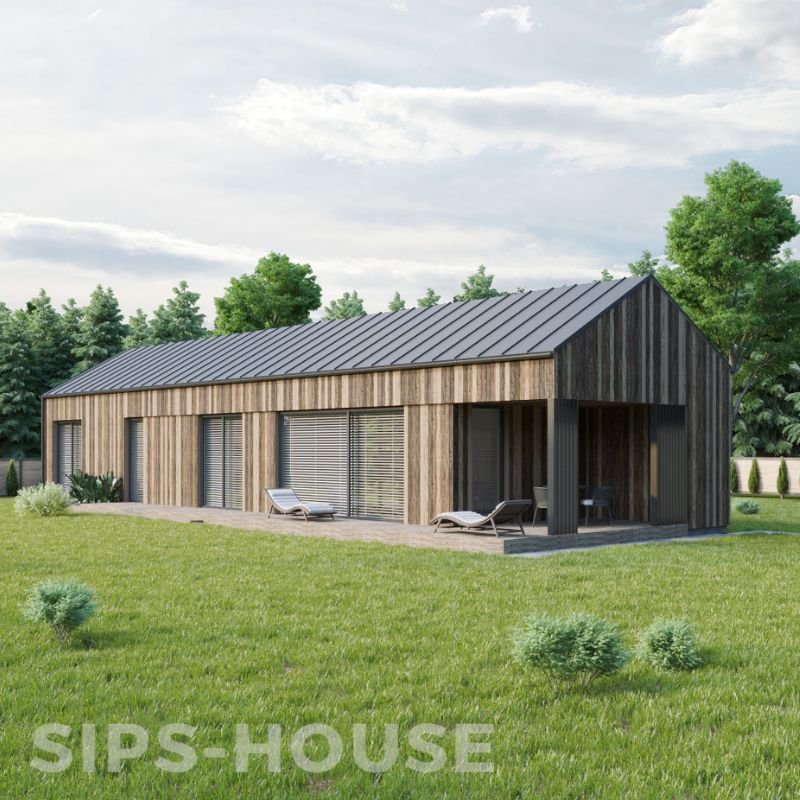 SIPS house KIT with Thermowood exterior cladding product LIME