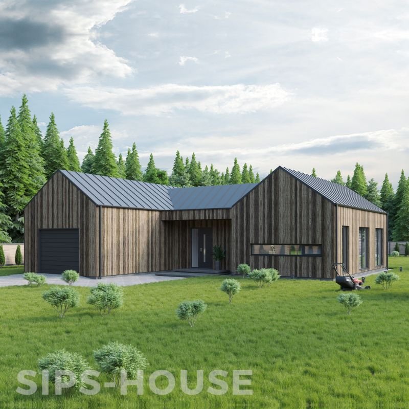 SIPS house finished with natural larch exterior timber full exterior product GRAPE
