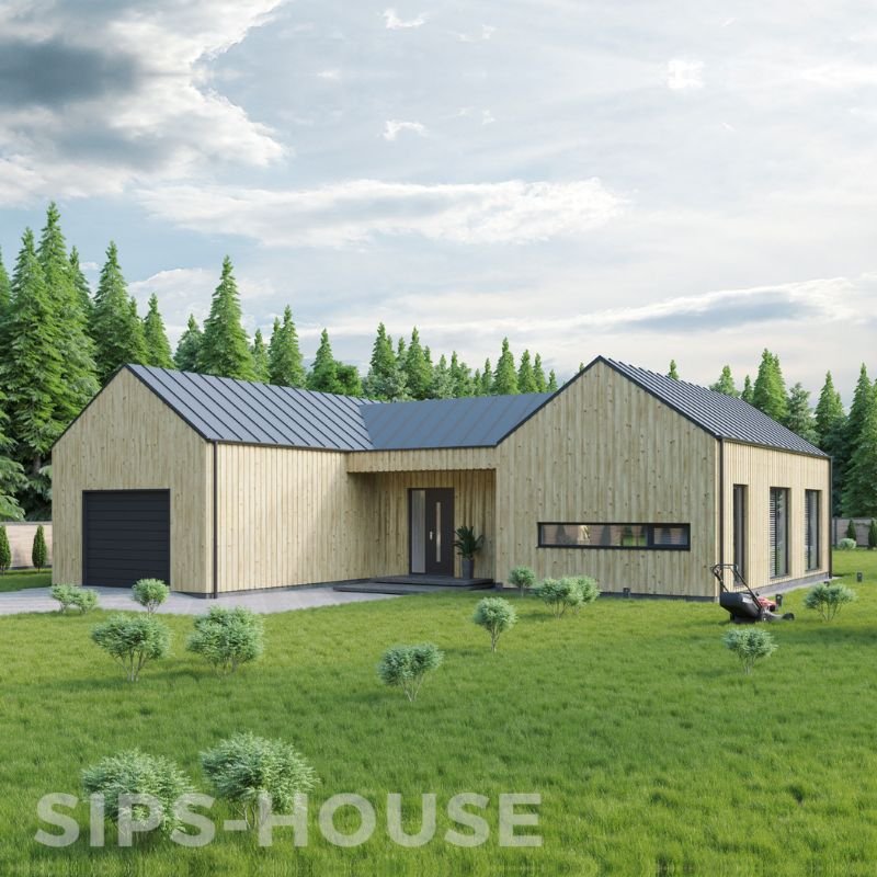 SIPS house kit with natural pine exterior cladding PRODUCT GRAPE full exterior sips-house.com