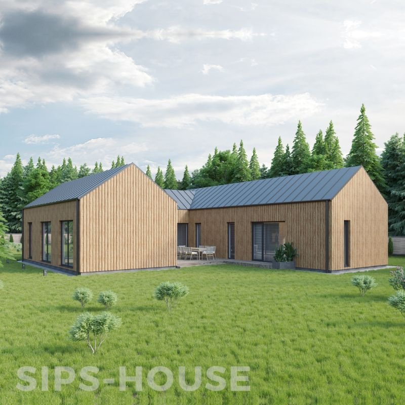 Prefab SIPS house with a Thermowood exterior finish full exterior kit fixed price