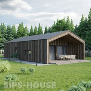 80 m² SIPS house Full Exterior Kit with natural larch exterior cladding